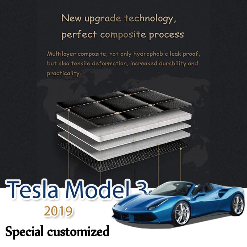 Premium Leather Trunk Mat for Tesla Model 3 (2019β2024) β Waterproof Cargo Liner & Interior Protection