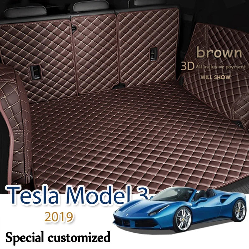 Premium Leather Trunk Mat for Tesla Model 3 (2019β2024) β Waterproof Cargo Liner & Interior Protection