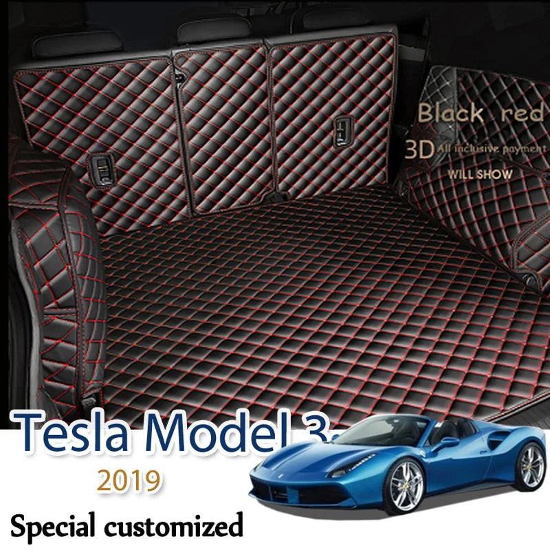 Premium Leather Trunk Mat for Tesla Model 3 (2019β2024) β Waterproof Cargo Liner & Interior Protection