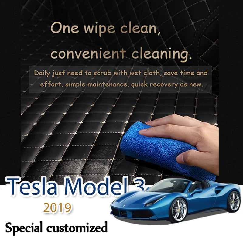Premium Leather Trunk Mat for Tesla Model 3 (2019β2024) β Waterproof Cargo Liner & Interior Protection