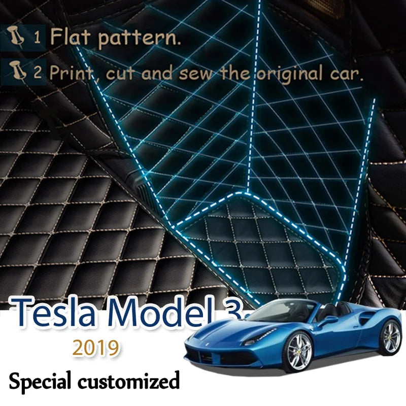 Premium Leather Trunk Mat for Tesla Model 3 (2019β2024) β Waterproof Cargo Liner & Interior Protection
