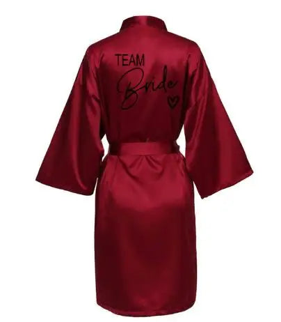 Elegant Satin “Team Bride” Robe – Luxury Wedding Kimono Pajamas for Bridesmaids (SP003)