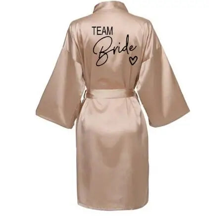 Elegant Satin “Team Bride” Robe – Luxury Wedding Kimono Pajamas for Bridesmaids (SP003)