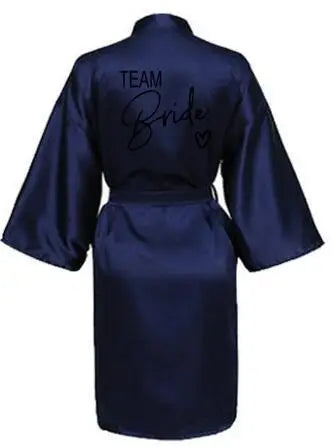 Elegant Satin “Team Bride” Robe – Luxury Wedding Kimono Pajamas for Bridesmaids (SP003)