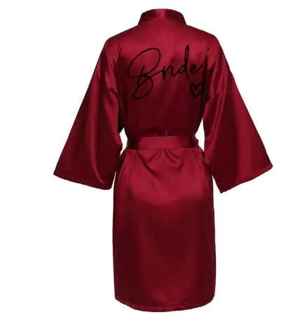 Elegant Satin “Team Bride” Robe – Luxury Wedding Kimono Pajamas for Bridesmaids (SP003)