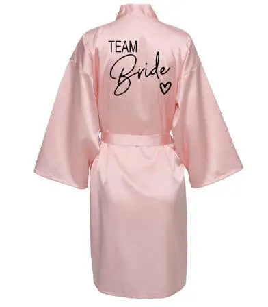 Elegant Satin “Team Bride” Robe – Luxury Wedding Kimono Pajamas for Bridesmaids (SP003)