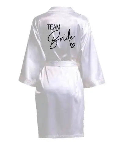 Elegant Satin “Team Bride” Robe – Luxury Wedding Kimono Pajamas for Bridesmaids (SP003)