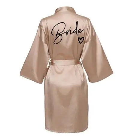 Elegant Satin “Team Bride” Robe – Luxury Wedding Kimono Pajamas for Bridesmaids (SP003)