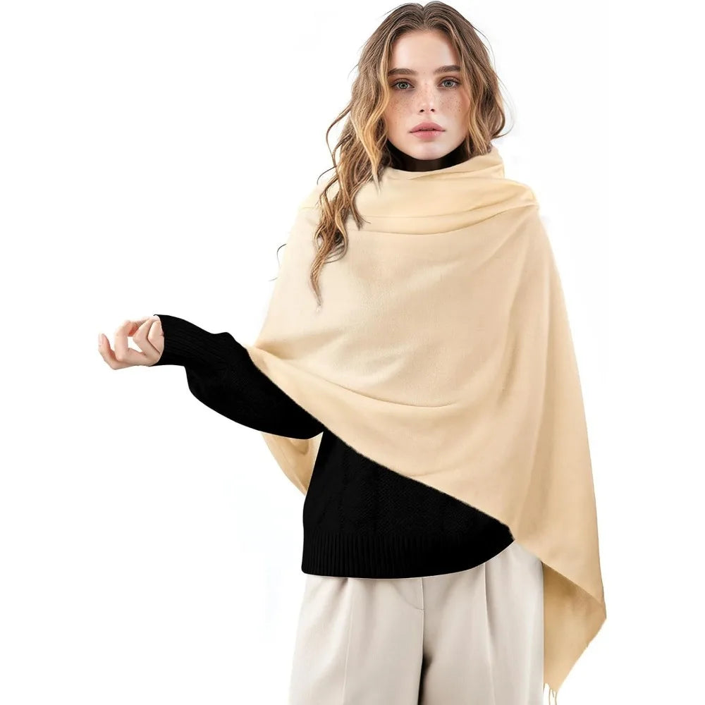 Luxury Winter Plaid Scarf for Women – Soft Cashmere Feel Pashmina Shawl, Warm Blanket Wrap