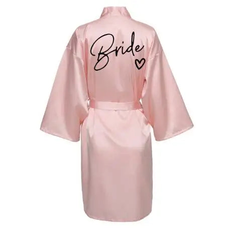 Elegant Satin “Team Bride” Robe – Luxury Wedding Kimono Pajamas for Bridesmaids (SP003)